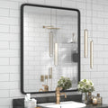 24x32 Black Bathroom Mirror, Rounded Rectangle Mirror, Shatterproof