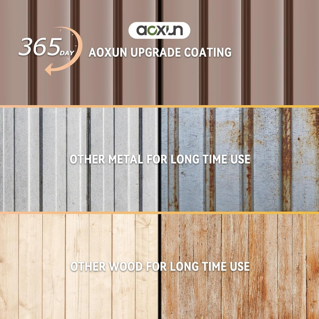 aoxun 6' x 8' storage shed with base, package contents