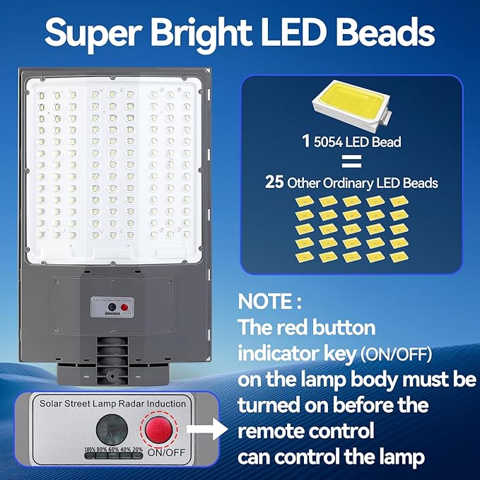 10500W Solar Street Lights Outdoor, 650000LM 7000K Solar Parking Lot Lights