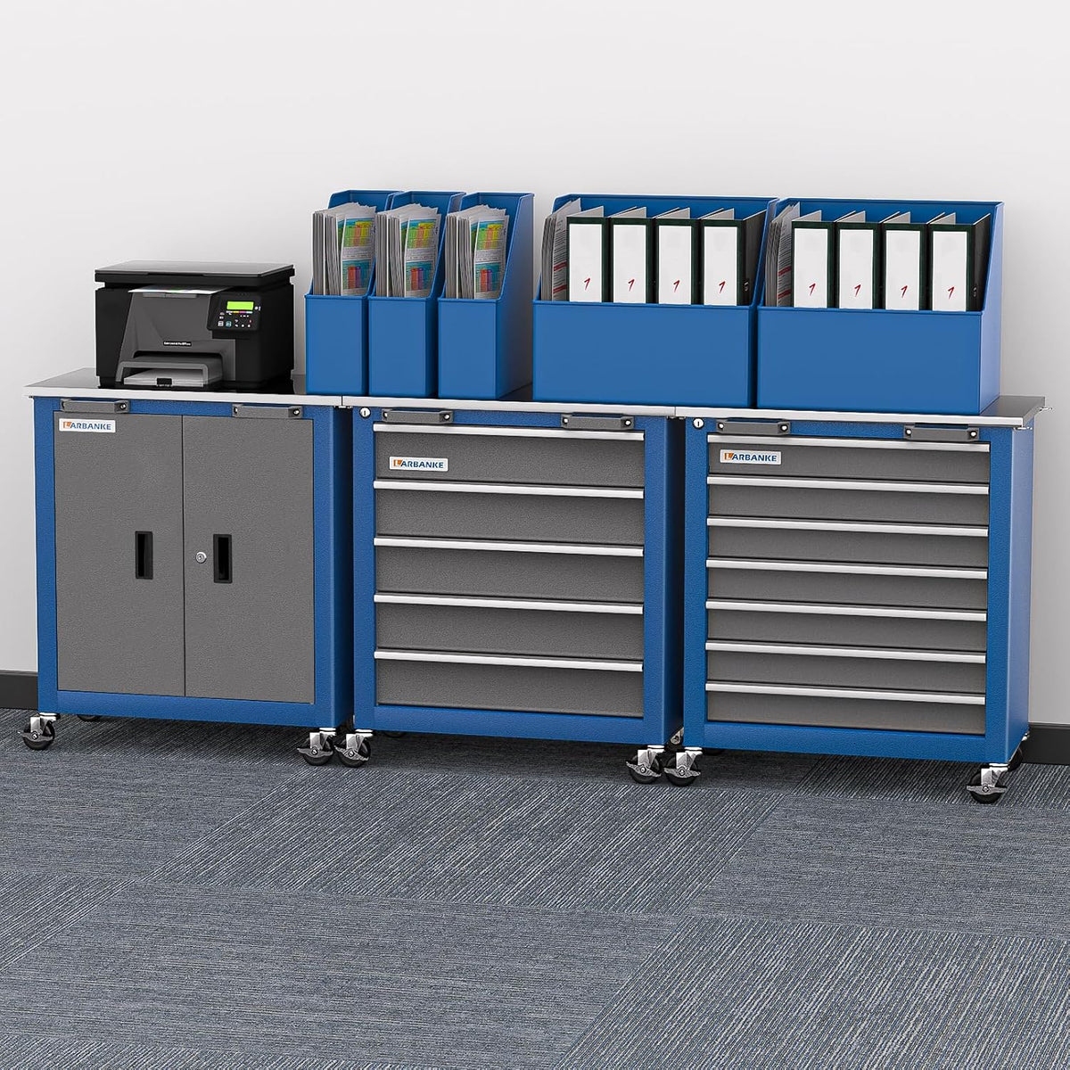 larbanke 7-drawer rolling tool chest with key locking shown in use