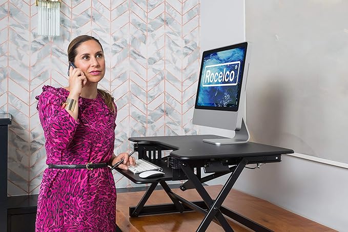 Rocelco 32" Height Adjustable Standing Desk Converter BUNDLE