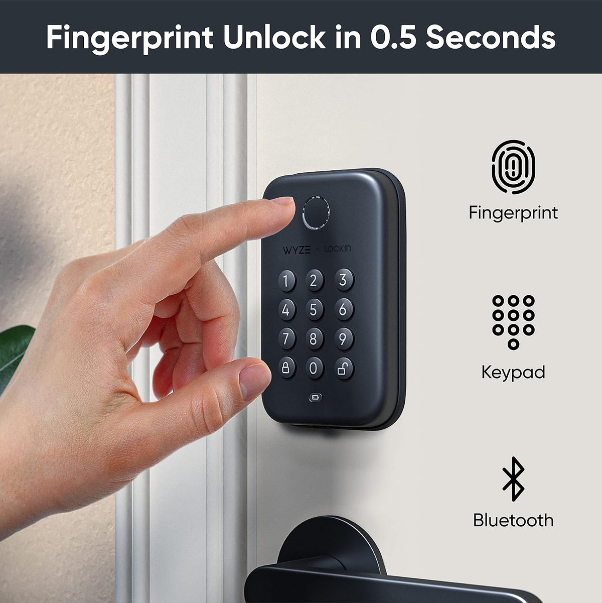 wyze auto-lock bolt, fingerprint keyless entry door smart shown in use