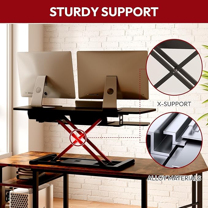 SANODESK 42" Electric Standing Desk Converter, Height Adjustable Riser