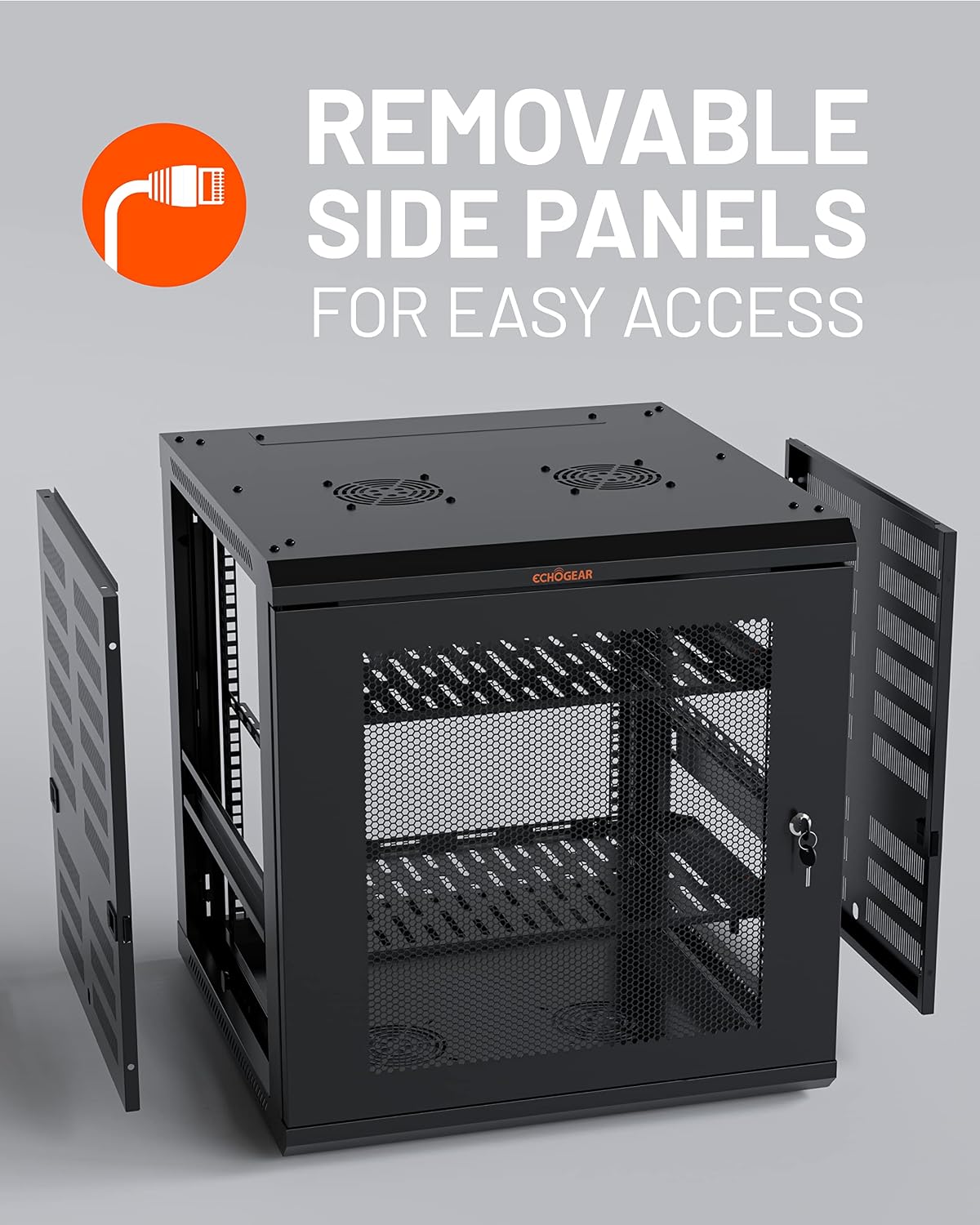 ECHOGEAR 12U Network Rack w/Enclosed Design, Easy Install, 600mm Depth