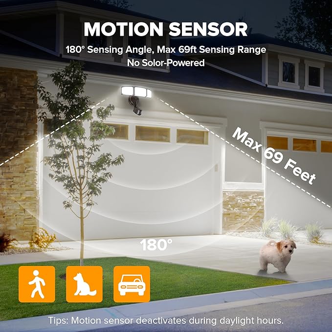 LUTEC 72W 7500LM LED Security Lights Motion Sensor Light Outdoor, 5000K Daylight