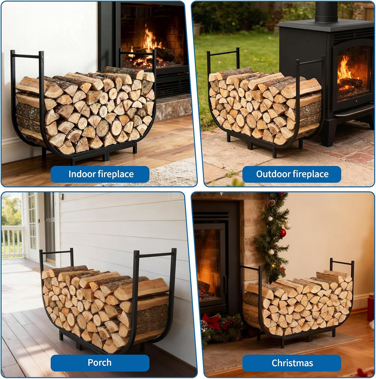 firewood rack outdoor w thicken cover, 40 inch on a desk or shelf