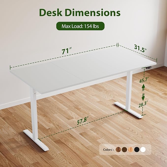 Agilestic Electric Standing Desk, Extra Large 71 x 31.5 Inches Height