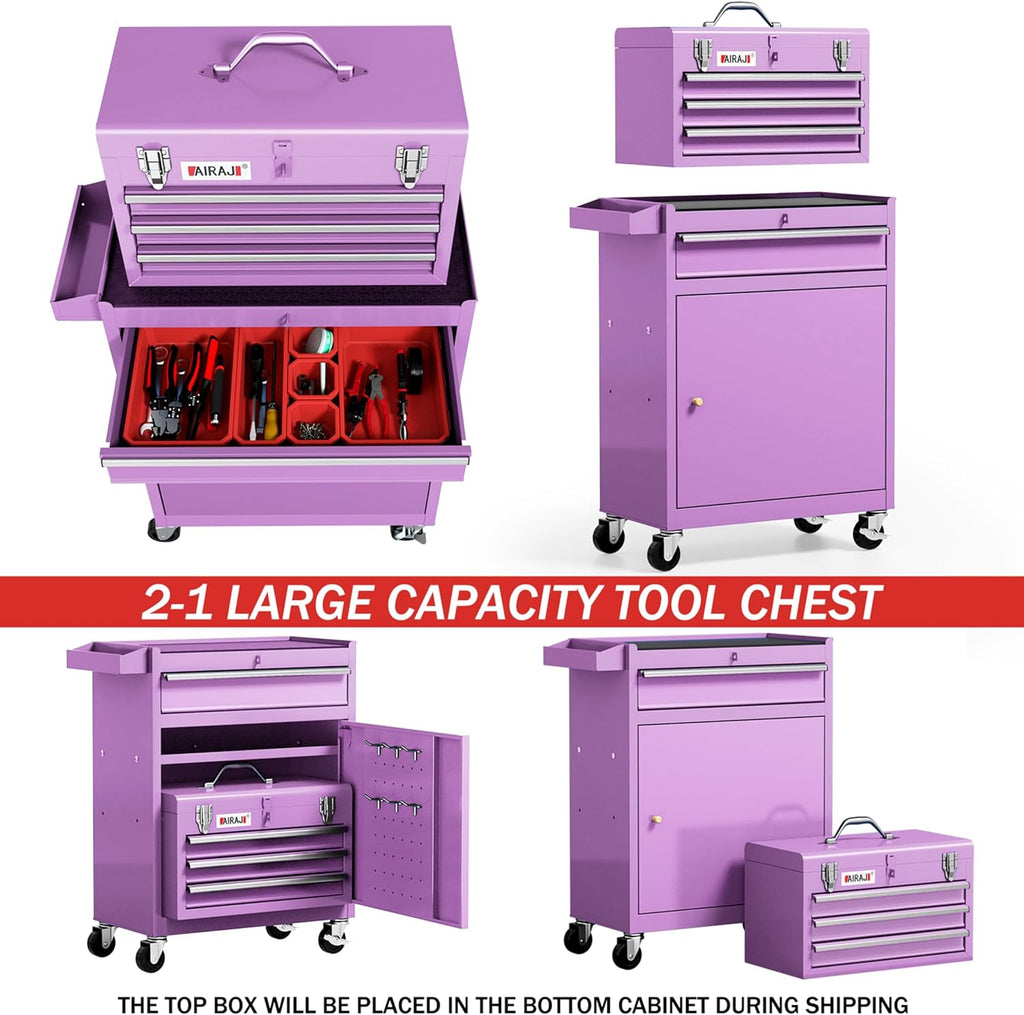 airaj 40" 4-drawer rolling tool chest with 360°, close-up detail