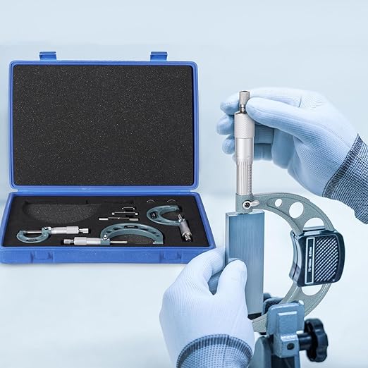 REXBETI 4Pcs Outside Micrometer Set, 0-4" Machinist Micrometer, Ultra-Precision