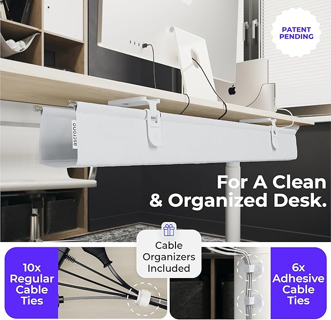 Ascrono Original No Drill Under Desk Cable Management Tray 27.3"
