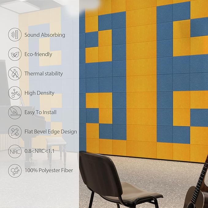 Amantech 12 Pack Acoustic Panels Self Adhesive Sound Proof Foam, High Density