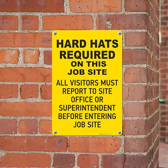 Brimar - 12" x 18" - Hard Hats Required on Job Site Sign - .063″ White