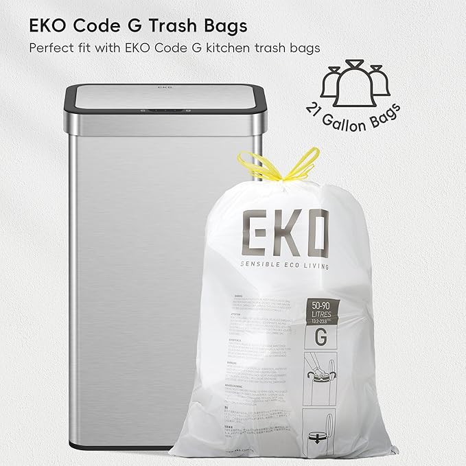 EKO Nova Sensor Trash Can, 21 Gallon/80 Liter Stainless Steel Rectangular