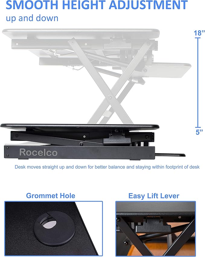 Rocelco 32" Height Adjustable Standing Desk Converter BUNDLE