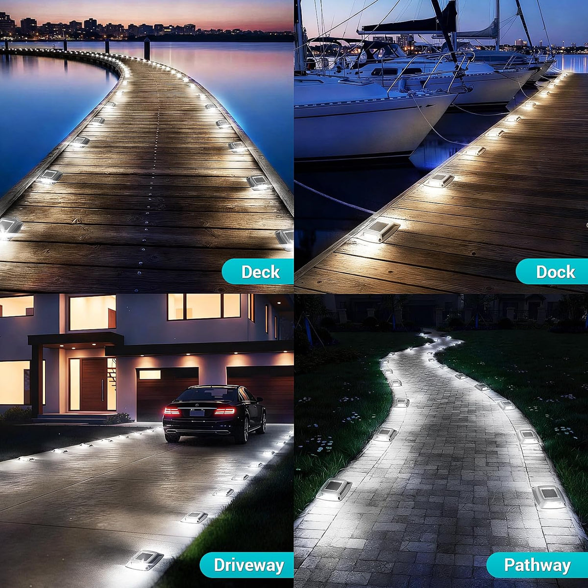 solar driveway lights outdoor 16 pack, ip68 waterproof, package contents