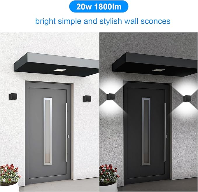 ledmo LED Up and Down Outdoor Wall Lights 20W Anti-Rust Adjustable Modern Wall (2 Pack)