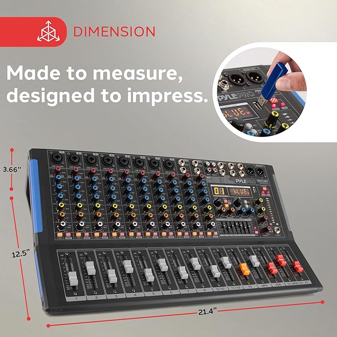 PYLE 12-Channel Bluetooth Studio Audio Mixer