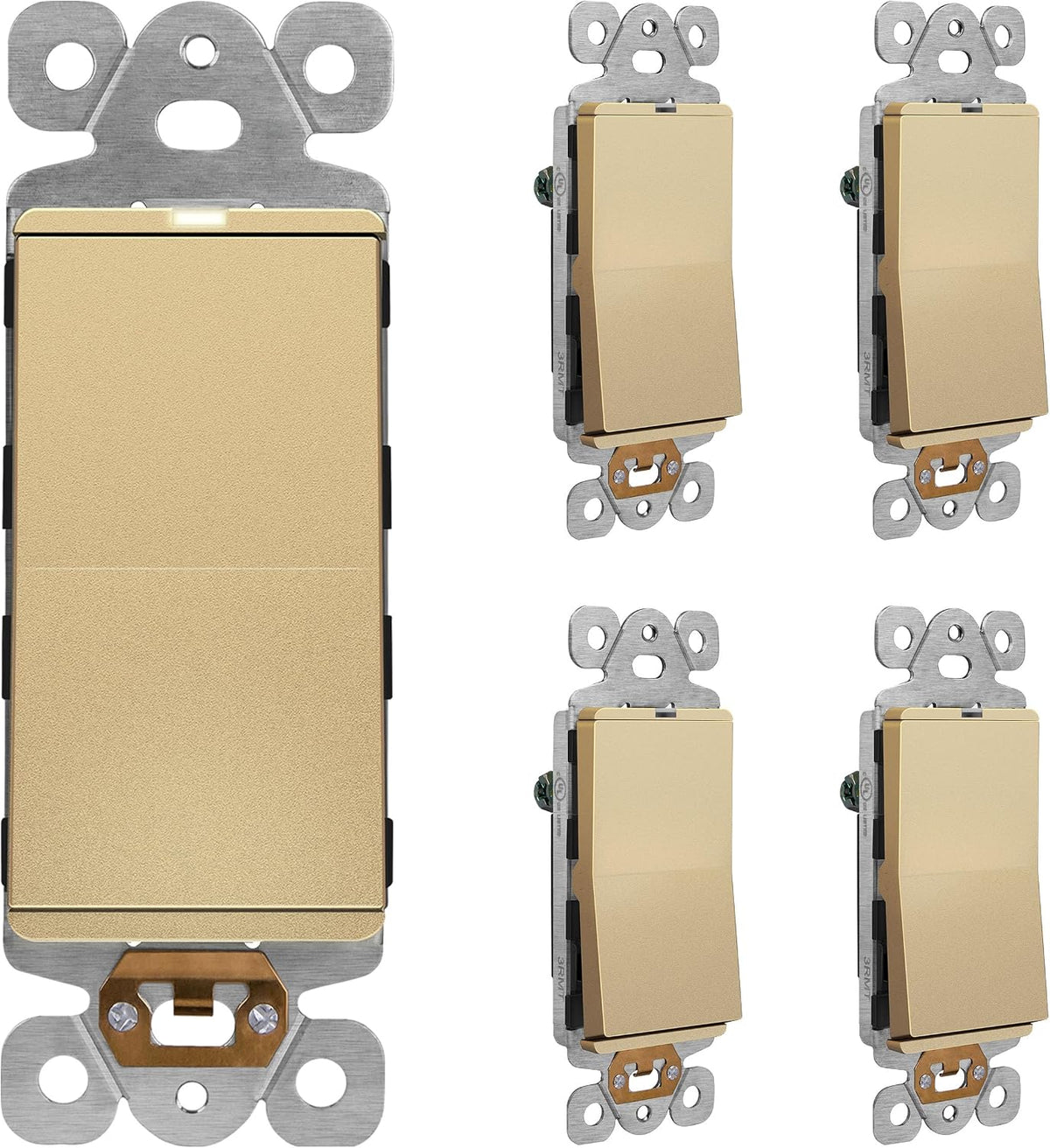 LIDER Minimalist Design Matte Finish Lighted Decorator Switch, Frameless Paddle (5-Pack)