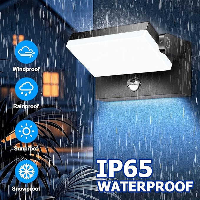 rosykite 40W LED Wall Pack Lights Outdoor Motion Sensor, 360 °Rotation 5000K