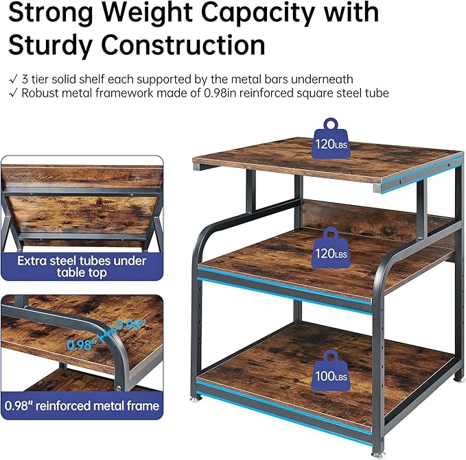 Fannova 23.6" Deep Extra Large Printer Stand, 3 Tier Printer Table