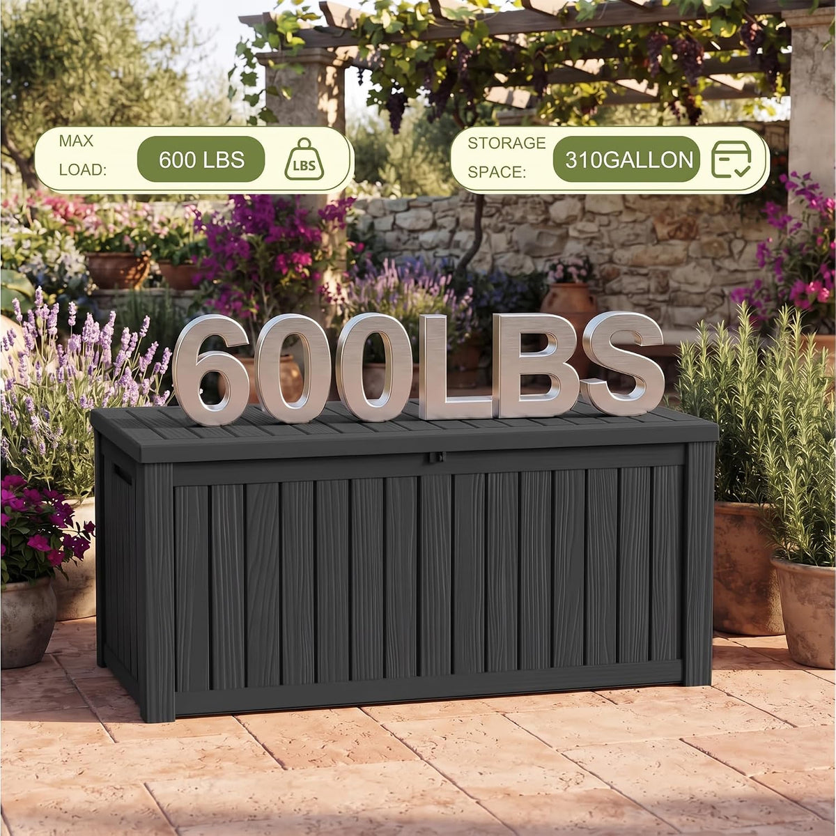 drato 310 gallon deck boxes outdoor waterproof large on a desk or shelf