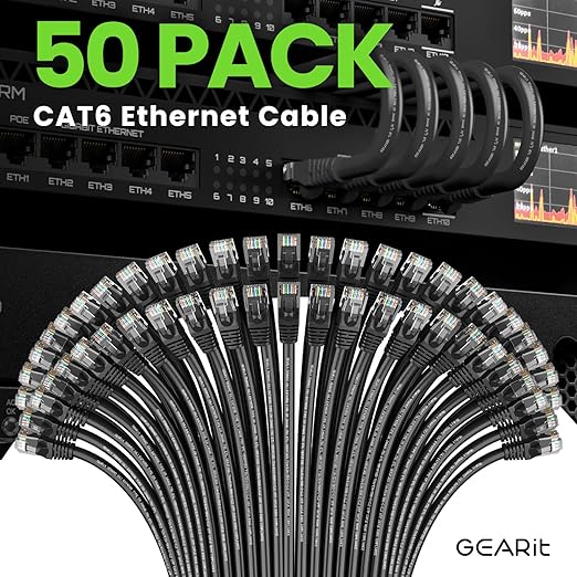 GEARit Cat 6 Ethernet Cable Pack (50-Pack)