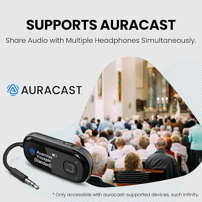 Avantree Voyager – OLED Display & Latest Auracast Bluetooth 5.4 Adapter