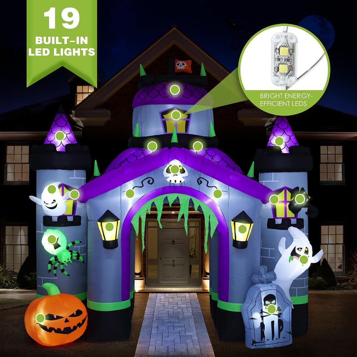 ZPISF Halloween Inflatables Giant 12.5 FT Haunted House Castle Archway