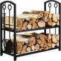FEED GARDEN Firewood Rack with 4-Piece Fireplace Tools, Indoor Outdoor