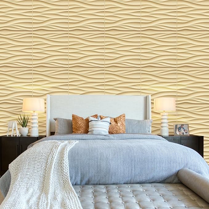 STICKGOO Wave Wall Panels for Interior Wall Decor, Light Oak 3D Wall Panels (Pack of 12)