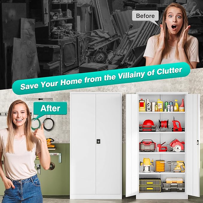 SISESOL Wide & Deep Metal Storage Storage Cabinet