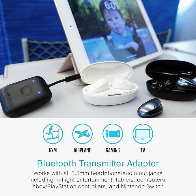 MEE audio Connect Air in-Flight Bluetooth Wireless Audio Transmitter Adapter (2 PACK)