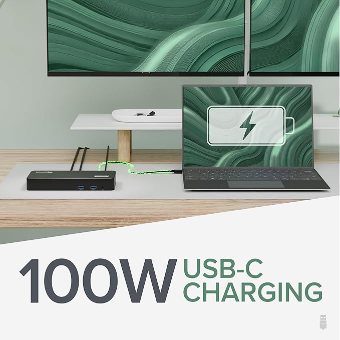 Plugable USB C Triple Display Docking Station | 100W PD, 3x HDMI, 6x USB 5Gbps