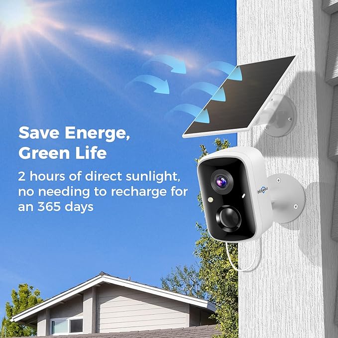 Hiseeu Solar Security Cameras Wireless Outdoor 2 Pack, Battery Powered 3K 4MP
