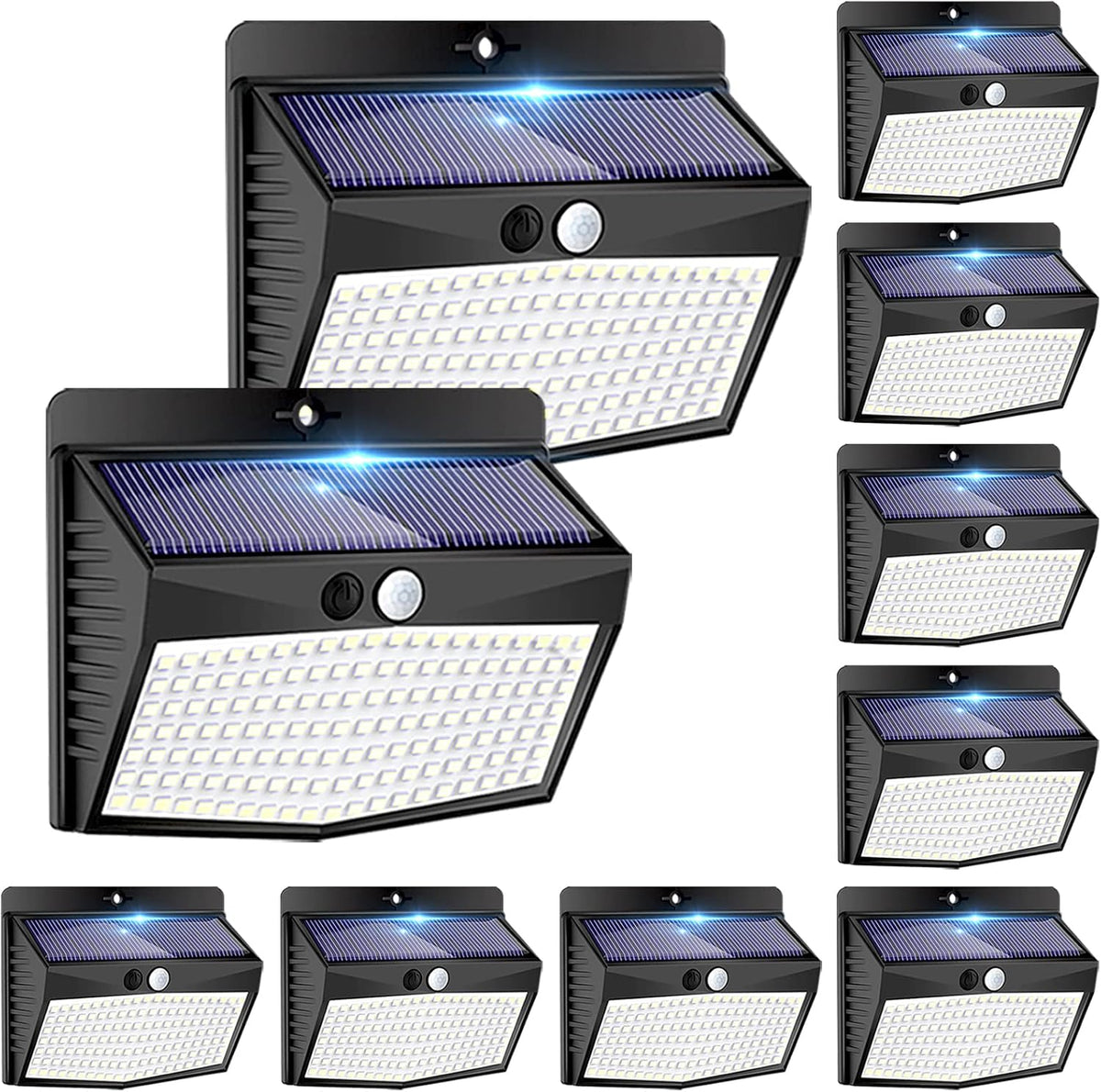 Peasur Solar Motion Sensor Outdoor Light 10Pack, 138 LED, Black-Cool White