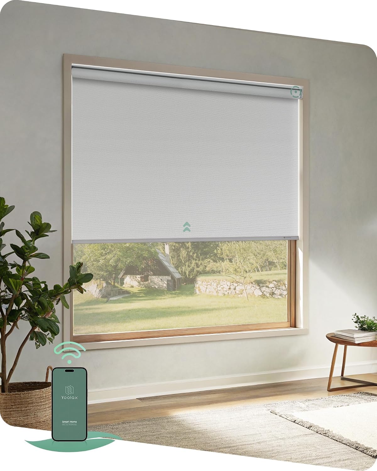 Yoolax Motorized Blinds App Control, Alpine White, 22" W x 72" H