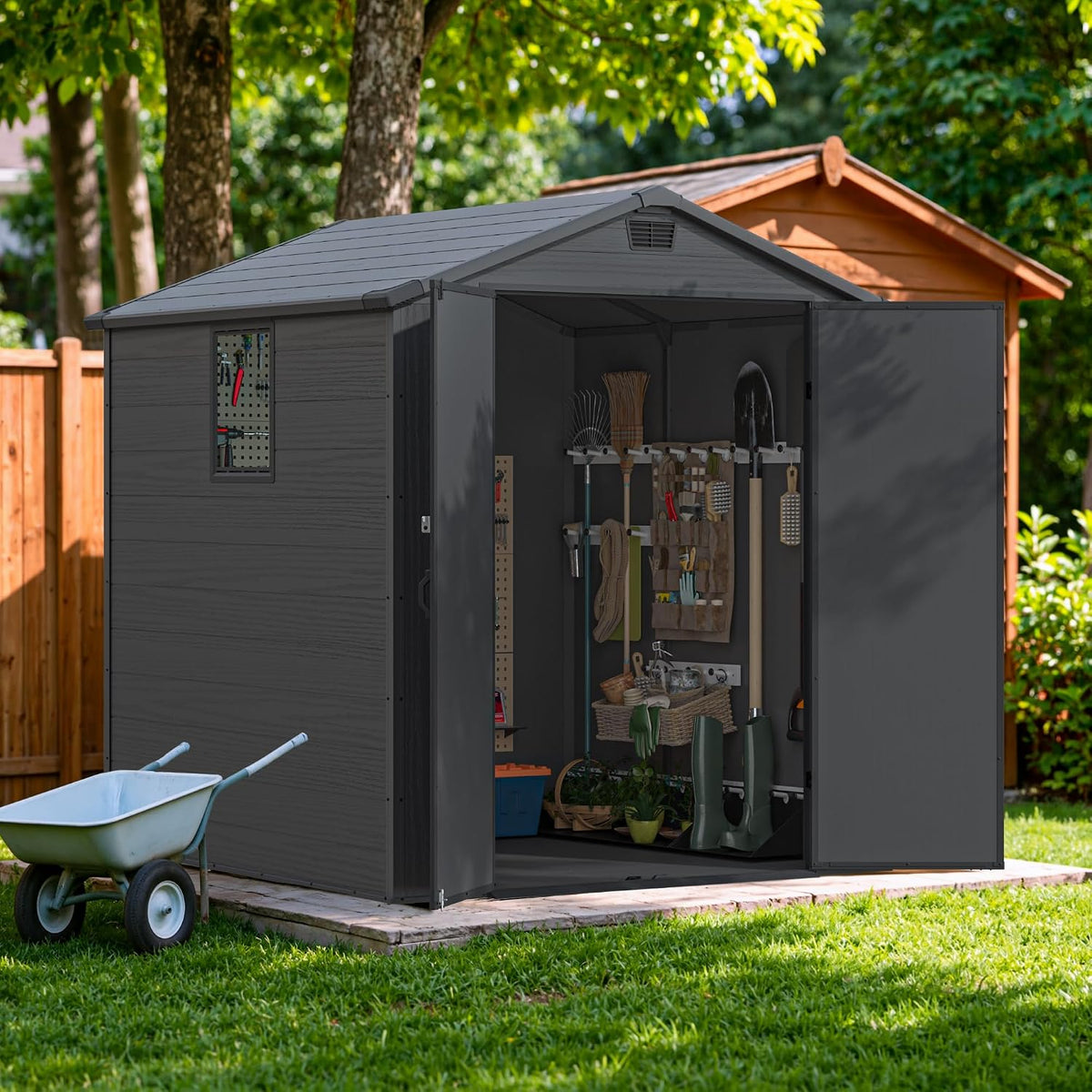 Devoko 6x6 FT Resin Storage Shed with Floor, Outdoor Plastic Sheds