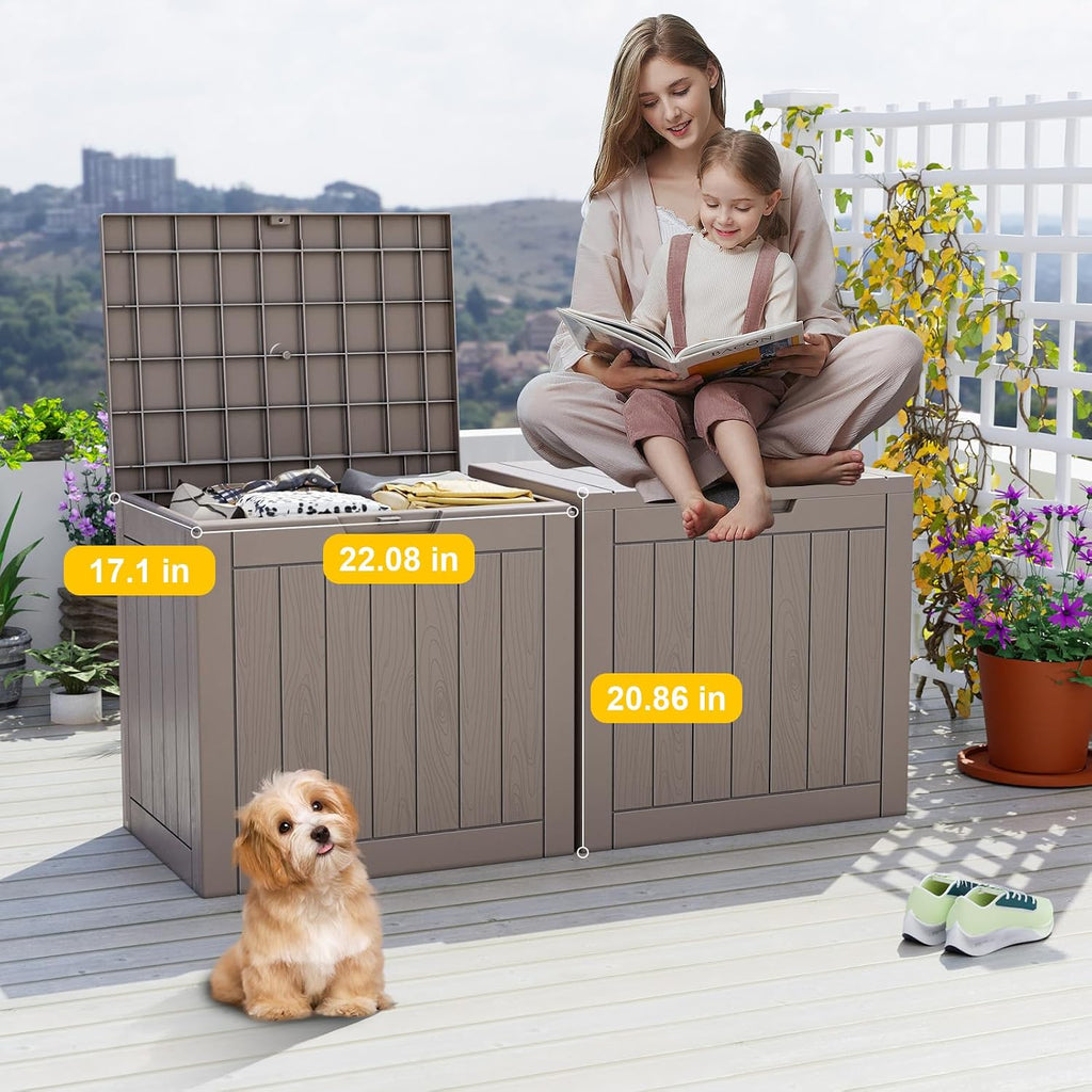rojik 35 gallon deck box outdoor, waterproof outdoor, side view