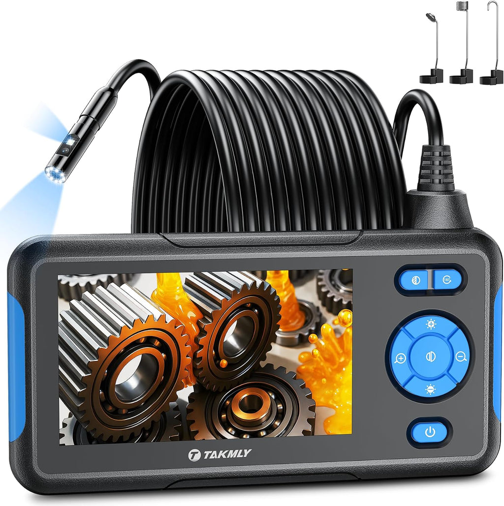 T TAKMLY Endoscope Camera with Light, Dual Lens 1080P Industrial Borescope with