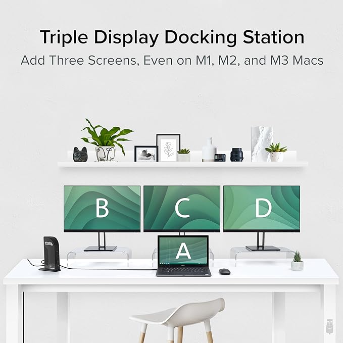 Plugable USB-C Triple Monitor Docking Station: 13-in-1 Laptop Dock