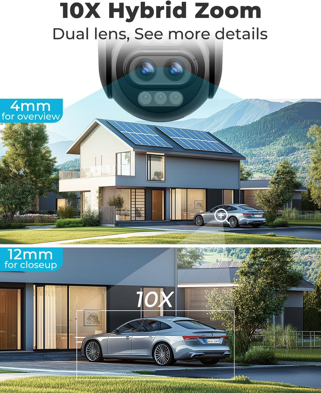 genbolt 4k wifi security camera outdoor wired,8mp cctv, close-up detail