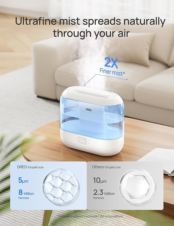 DREO Smart Humidifiers for Bedroom, Top Fill 4L Supersized Humidifier Large Room