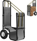 VIVOHOME Firewood Log Cart Carrier with Rubber Wheels Medium Without Cover