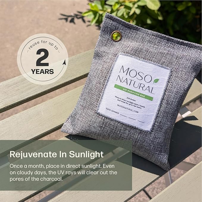 Moso Natural Air Purifying Bag 200g HGTV Editor's Pick | Premium Bamboo (3 Pack)
