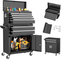 Greenvelly 8-Drawer Tool Chest with Wheels, Pre-Assembled Rolling Tool Chest, Detachable Top Tool Box, Lockable Design, Comes with Drawer Liners & Side Hooks for Garage Workshop Repair Room (Black)