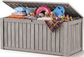 Outdoor Storage Box, 240 Gal Waterproof Resin Deck Box w/Support Rod