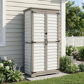 Outdoor Storage Cabinet, Wood & Plastic Garden Shed with Adjustable Shelves