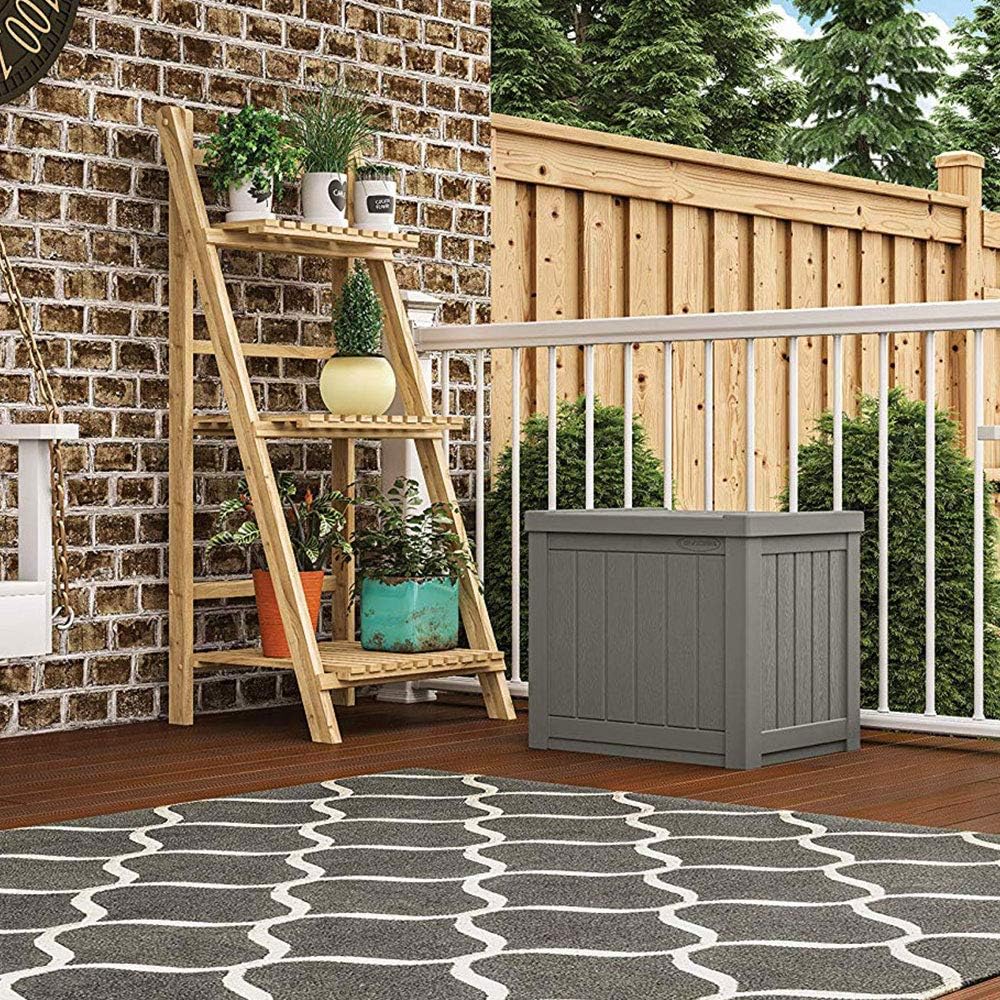 suncast ss500st 22 gallon small resin outdoor patio showing dimensions