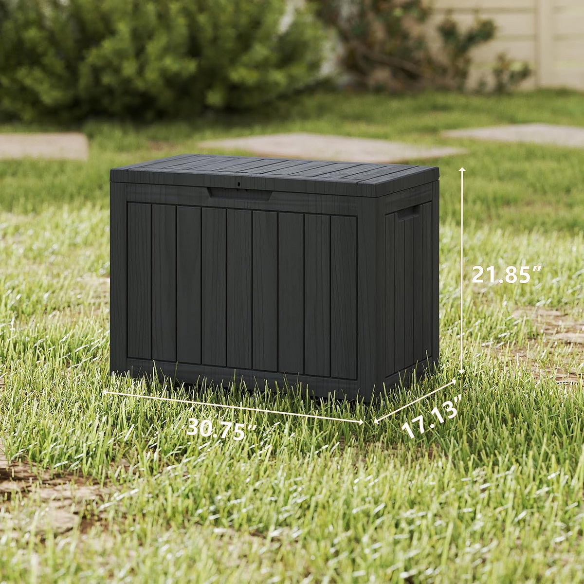 45 gallon deck boxes outdoor waterproof, outdoor storage, side view
