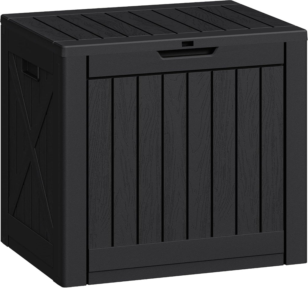 Greesum 40 Gallon Outdoor Deck Box, Resin Storage Chest, Dark Black